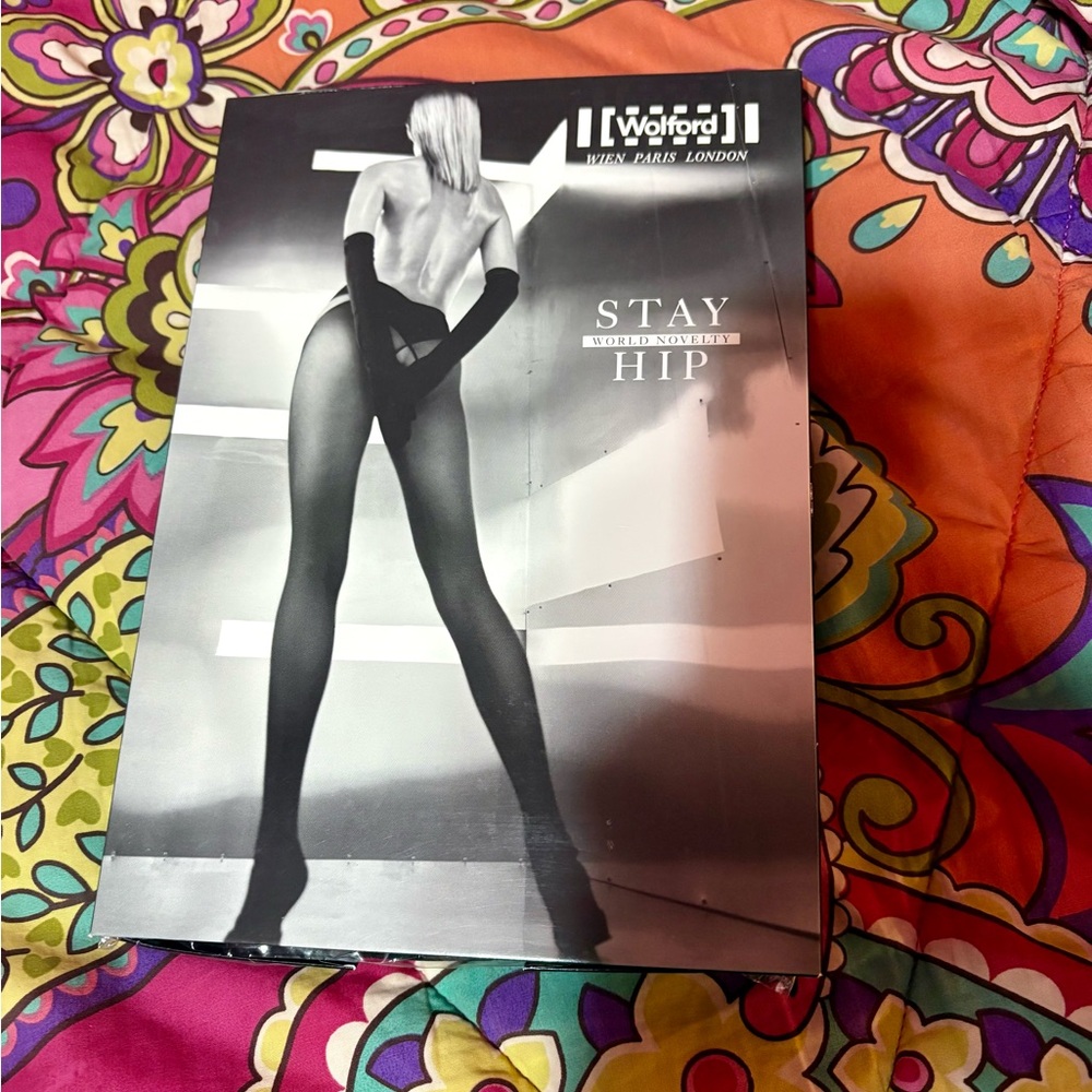 NIB Wolford Black Garter Panty Combo Tights Stockings Sz. S